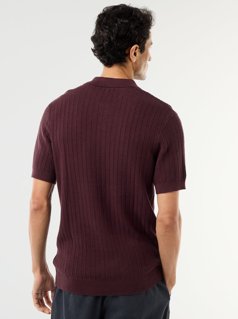Polo en maille effet tricot Violet - Kiabi