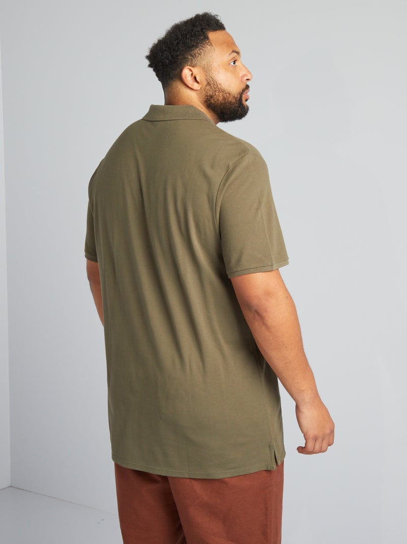Polo en maille piqué Kaki - Kiabi