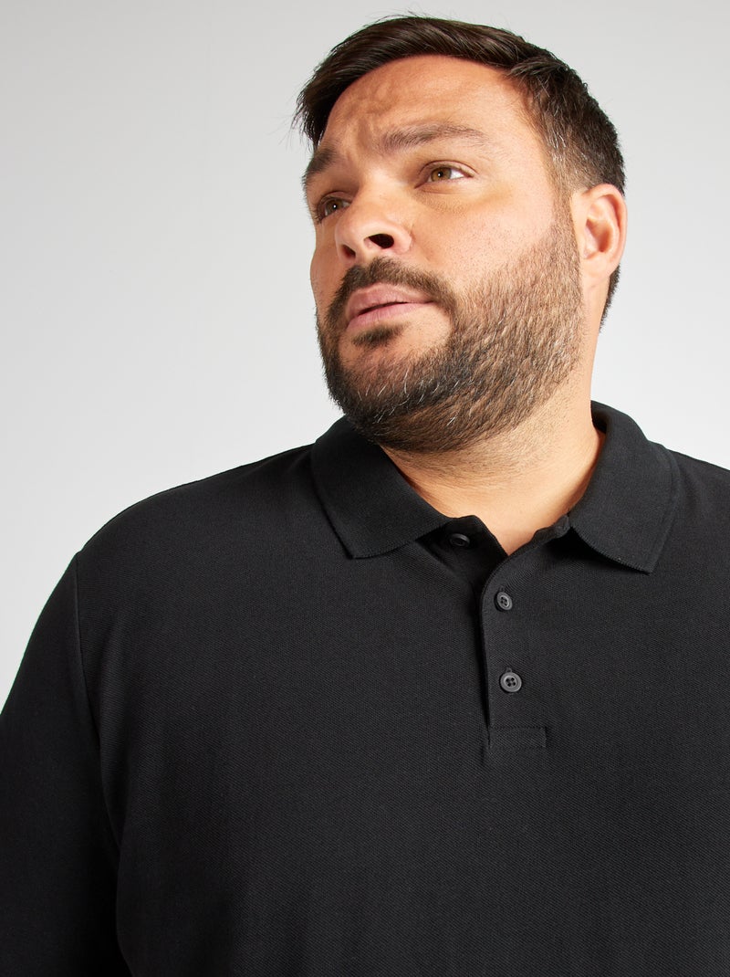 Polo en maille piqué Noir - Kiabi