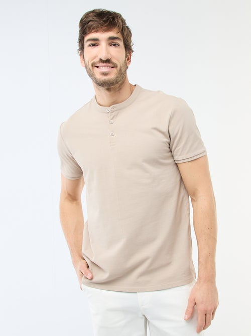 Polo en maille piquée homme à col tunisien - Kiabi