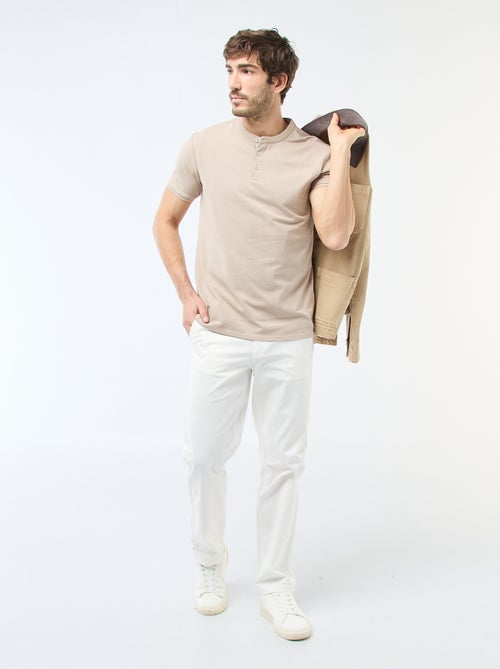 Polo en maille piquée homme à col tunisien - Kiabi