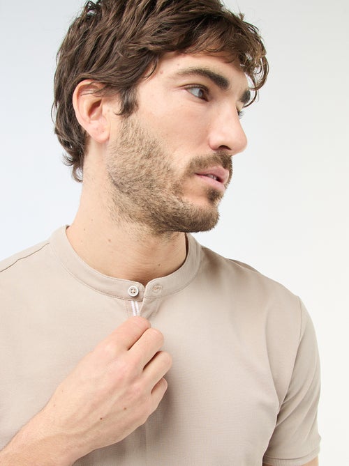 Polo en maille piquée homme à col tunisien - Kiabi