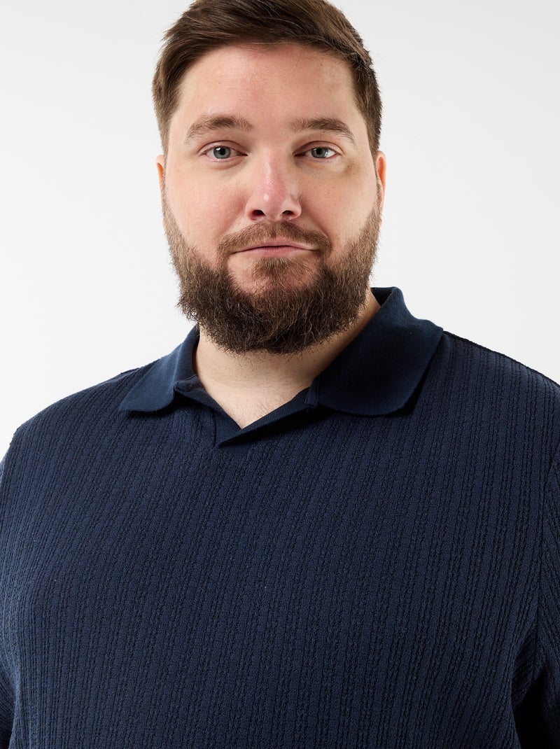 Polo en maille tricot à manches courtes Bleu - Kiabi