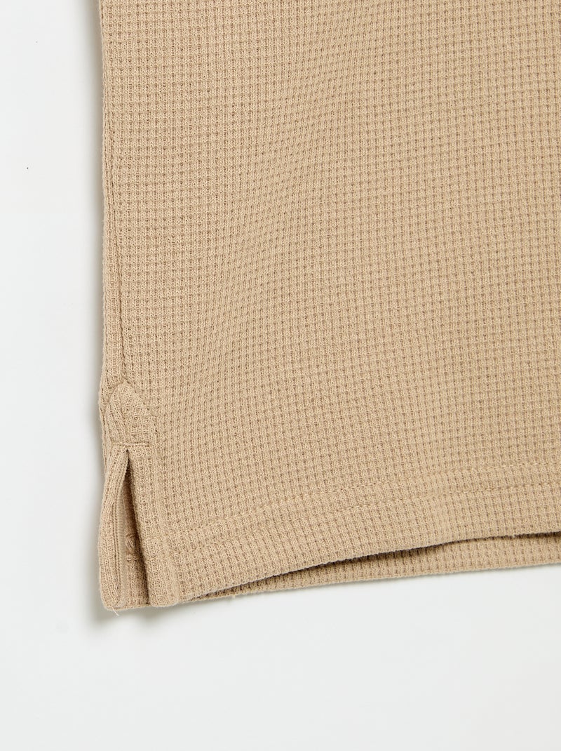 Polo en matière en nid d'abeilles Beige - Kiabi