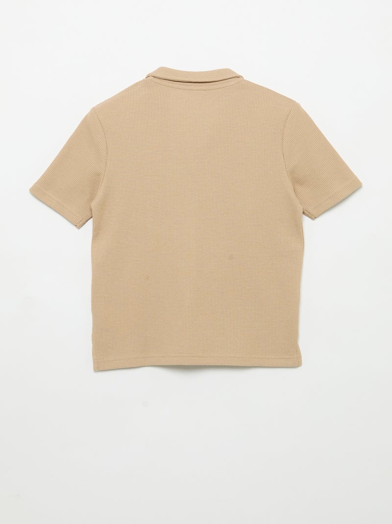 Polo en matière en nid d'abeilles Beige - Kiabi