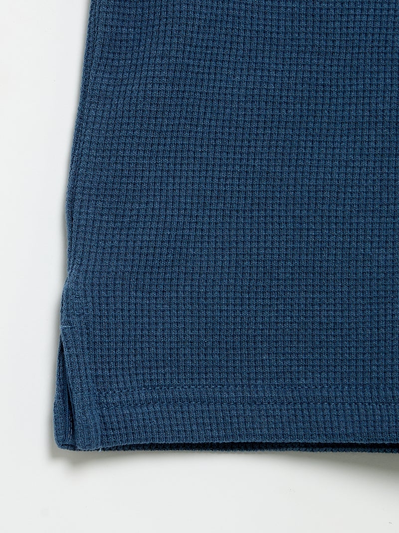 Polo en matière en nid d'abeilles Bleu - Kiabi