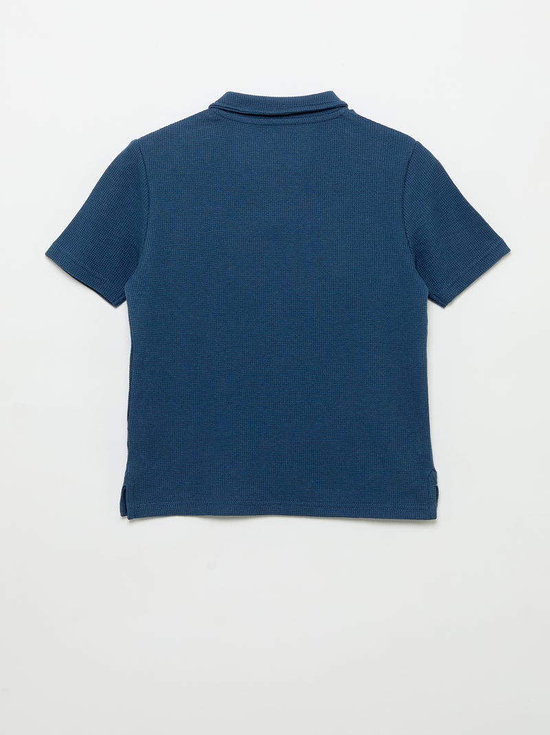 Polo en matière en nid d'abeilles Bleu - Kiabi