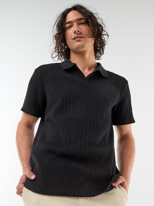 Polo en matière fantaisie ajourée - Kiabi