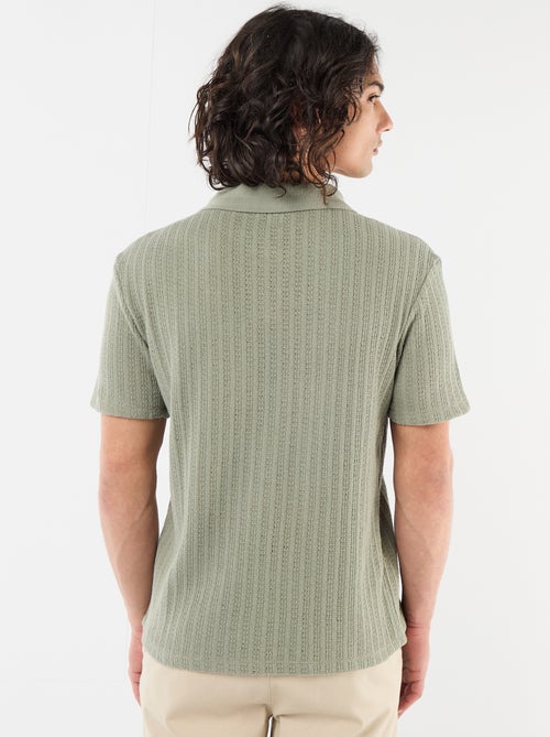 Polo en matière fantaisie ajourée - Kiabi