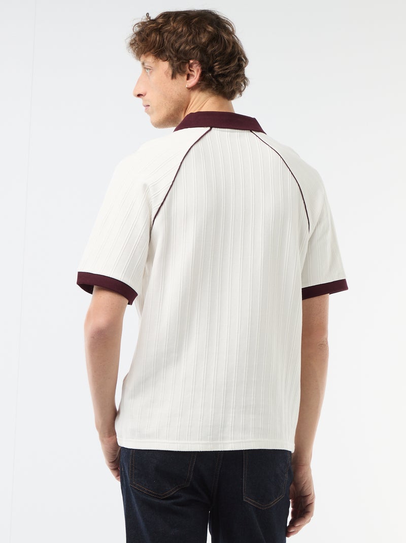 Polo en matière fantaisie col polo sans boutons Blanc - Kiabi