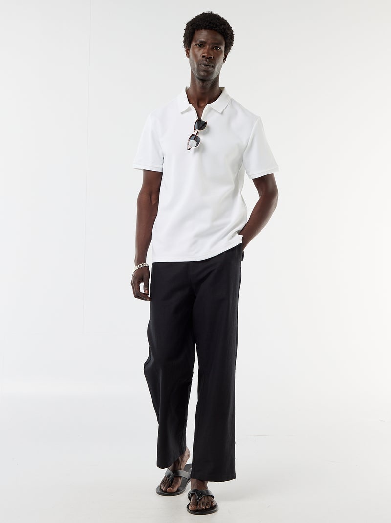 polo en nid d'abeilles avec col zippé Blanc - Kiabi