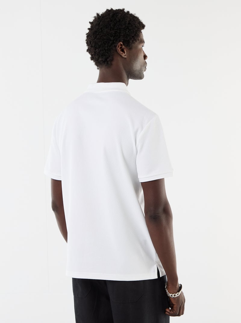 polo en nid d'abeilles avec col zippé Blanc - Kiabi