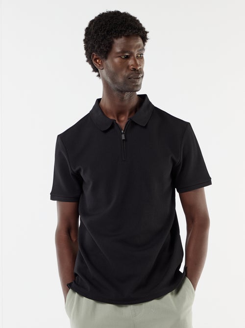 polo en nid d'abeilles avec col zippé - Kiabi