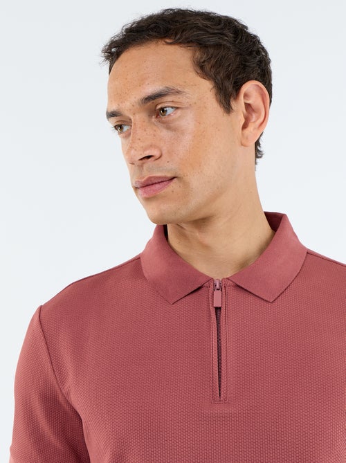polo en nid d'abeilles avec col zippé - Kiabi