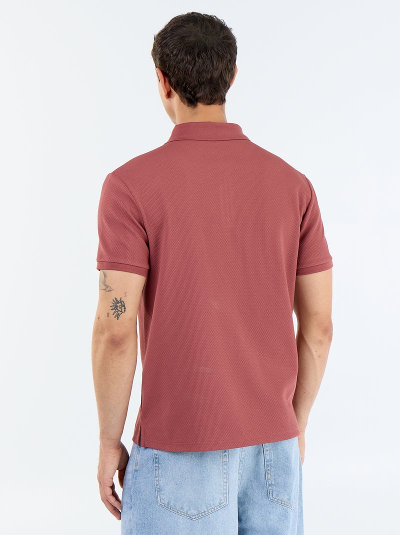 polo en nid d'abeilles avec col zippé Rouge - Kiabi