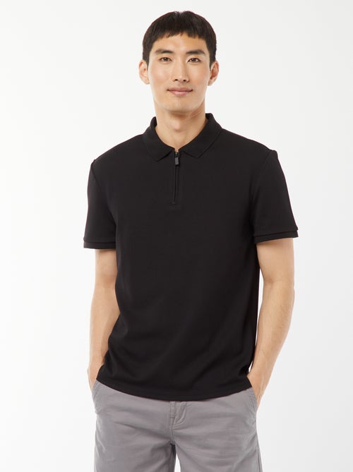 Polo en nid d'abeilles et col zippé - Kiabi