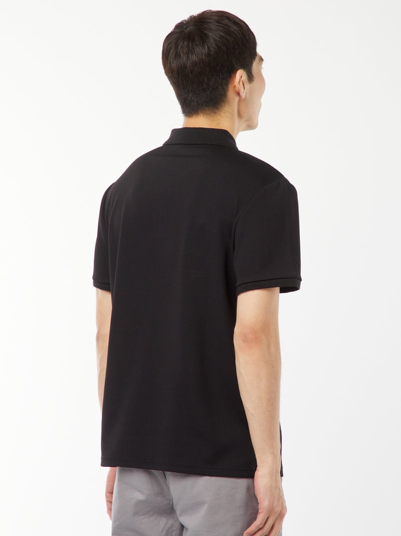 Polo en nid d'abeilles et col zippé Noir - Kiabi