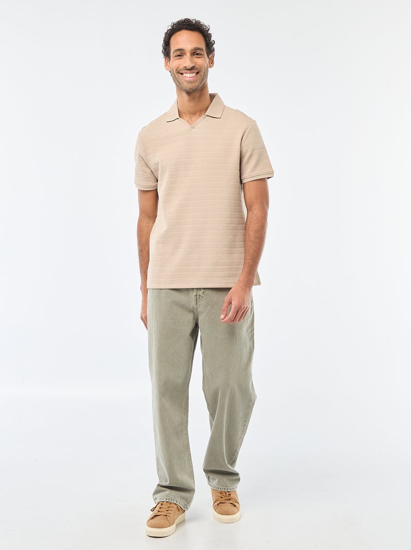 Polo en piqué de coton à manches courtes Beige - Kiabi