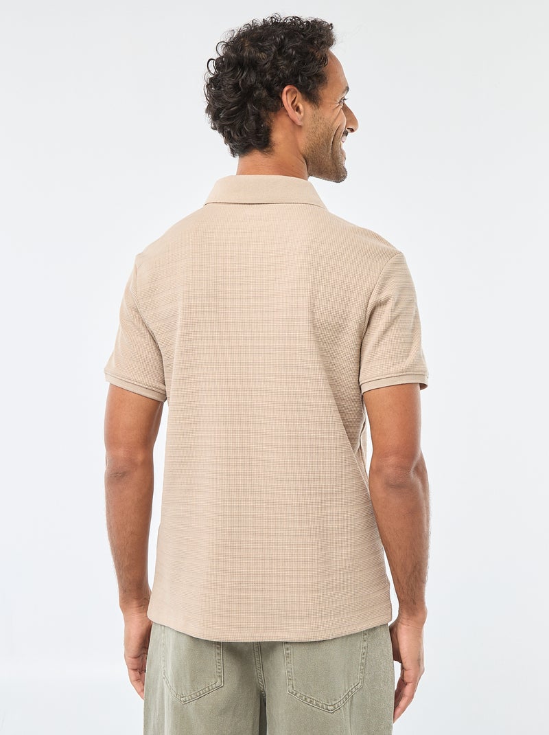 Polo en piqué de coton à manches courtes Beige - Kiabi