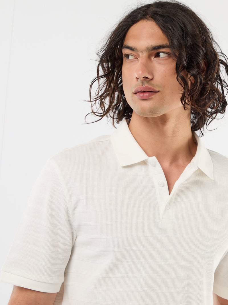Polo en piqué de coton à manches courtes Beige - Kiabi