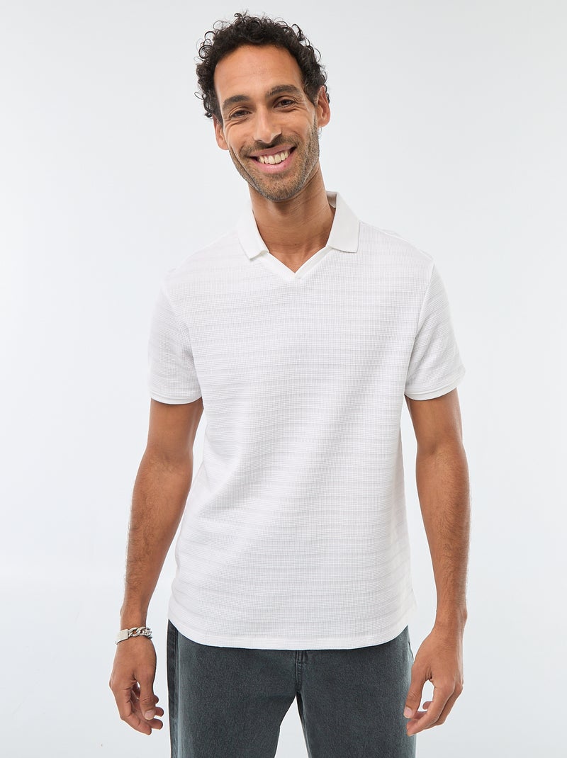 Polo en piqué de coton à manches courtes Blanc - Kiabi