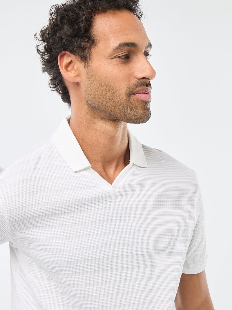 Polo en piqué de coton à manches courtes Blanc - Kiabi