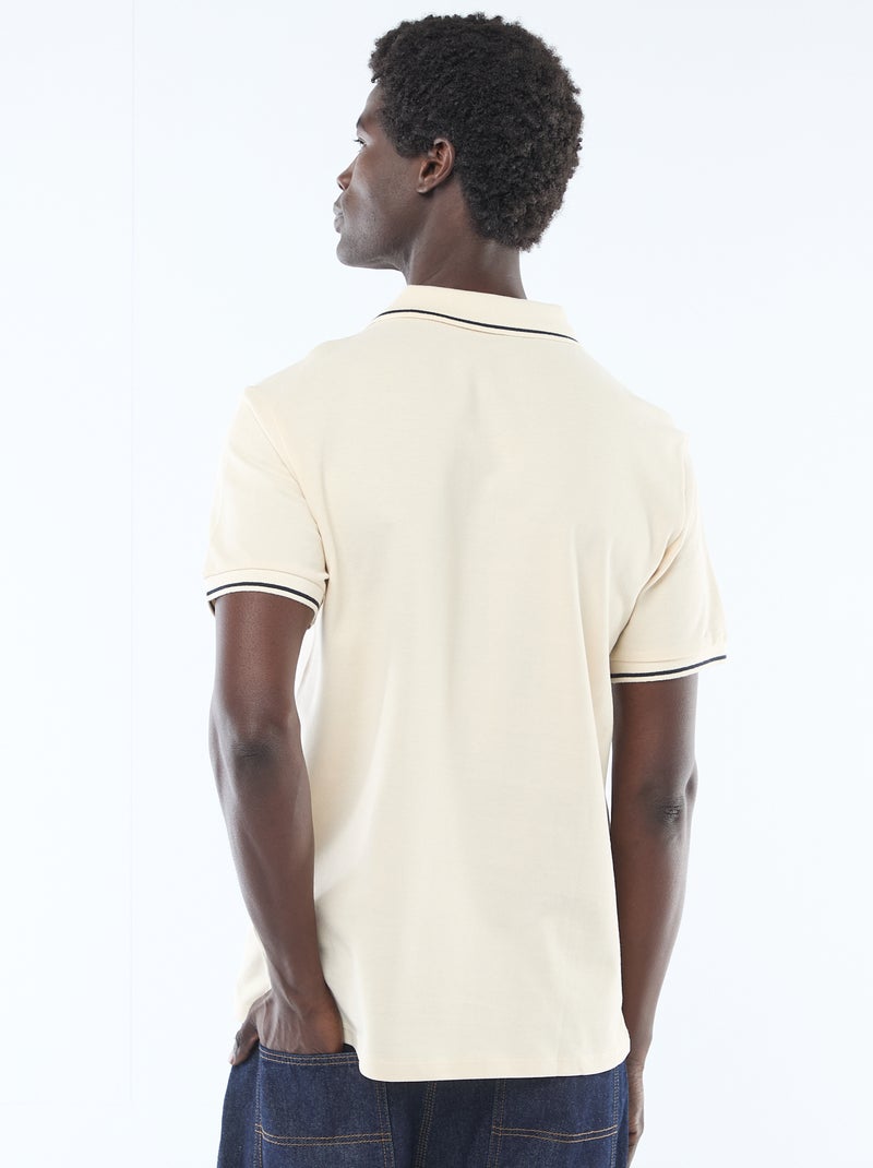 Polo en piqué de coton à manches courtes Blanc - Kiabi