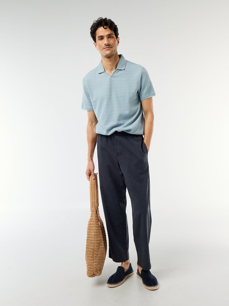 Polo en piqué de coton à manches courtes Bleu - Kiabi