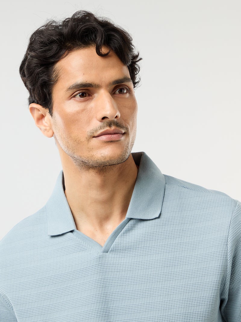 Polo en piqué de coton à manches courtes Bleu - Kiabi