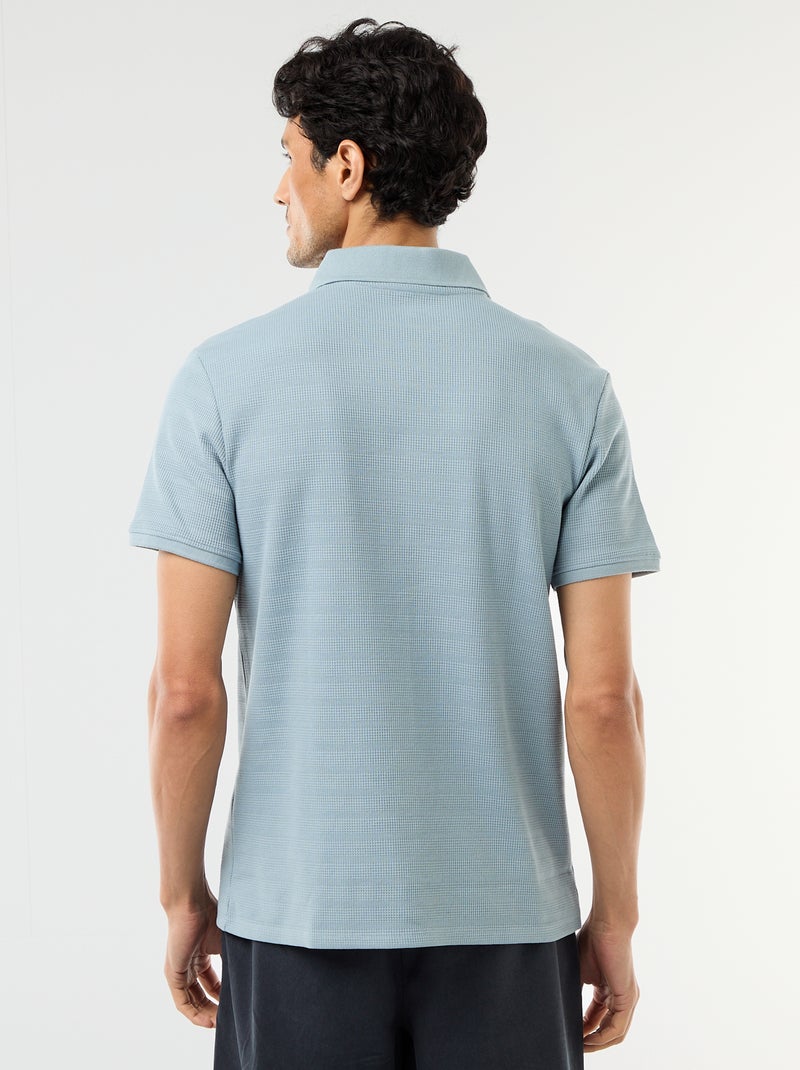 Polo en piqué de coton à manches courtes Bleu - Kiabi