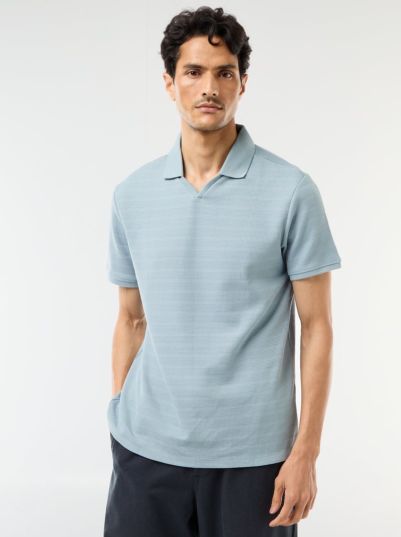 Polo en piqué de coton à manches courtes Bleu - Kiabi