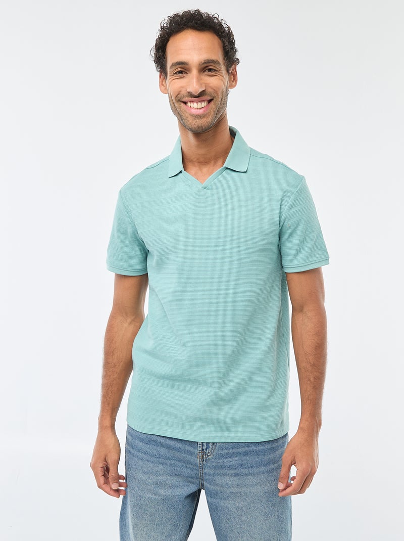 Polo en piqué de coton à manches courtes Bleu - Kiabi