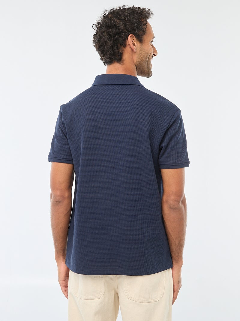 Polo en piqué de coton à manches courtes Bleu - Kiabi