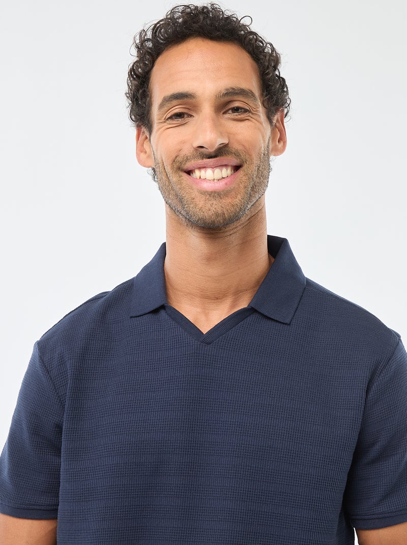 Polo en piqué de coton à manches courtes Bleu - Kiabi