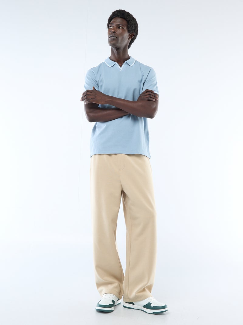 Polo en piqué de coton à manches courtes Bleu - Kiabi