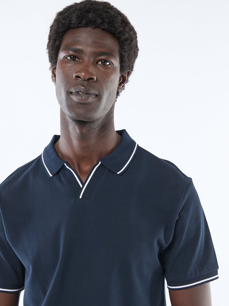 Polo en piqué de coton à manches courtes Bleu - Kiabi