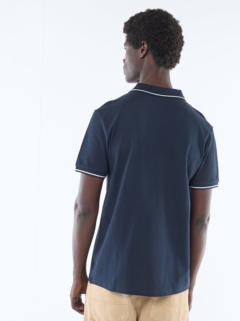 Polo en piqué de coton à manches courtes Bleu - Kiabi