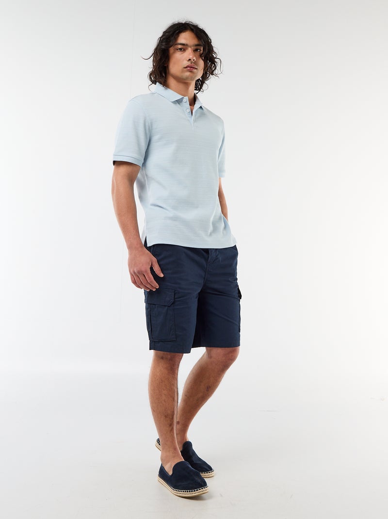 Polo en piqué de coton à manches courtes Bleu - Kiabi