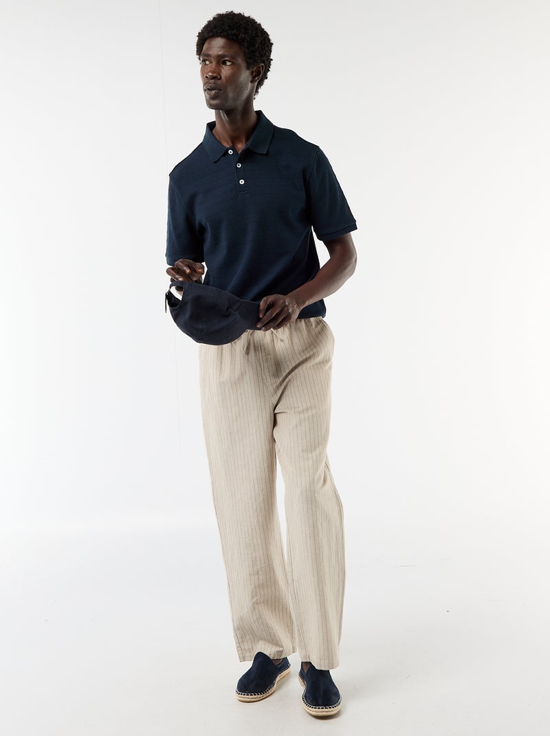 Polo en piqué de coton à manches courtes Bleu - Kiabi