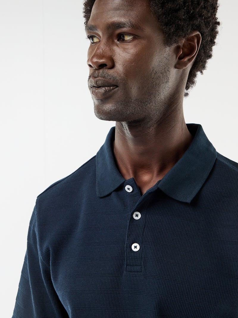 Polo en piqué de coton à manches courtes Bleu - Kiabi