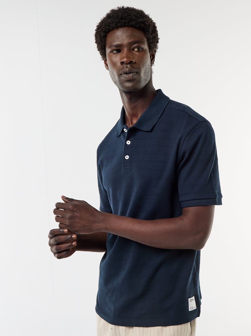 Polo en piqué de coton à manches courtes Bleu - Kiabi