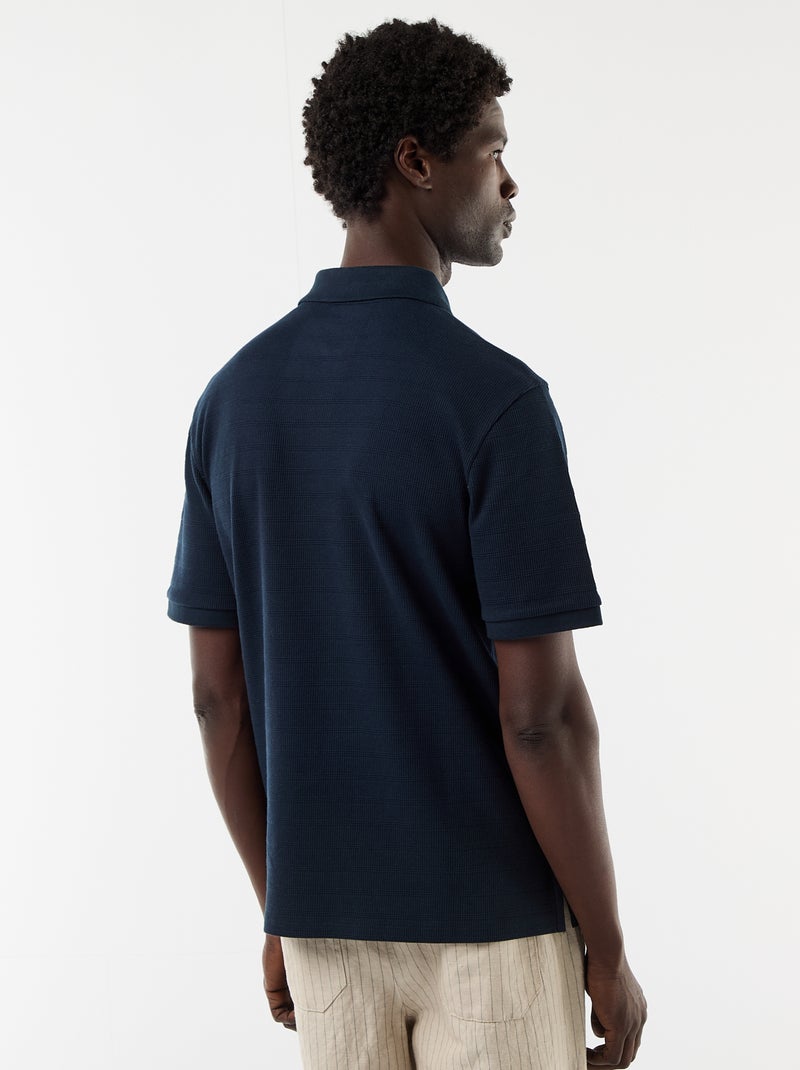 Polo en piqué de coton à manches courtes Bleu - Kiabi