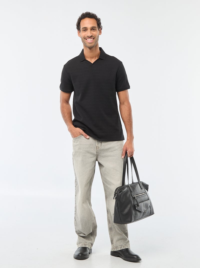 Polo en piqué de coton à manches courtes Noir - Kiabi