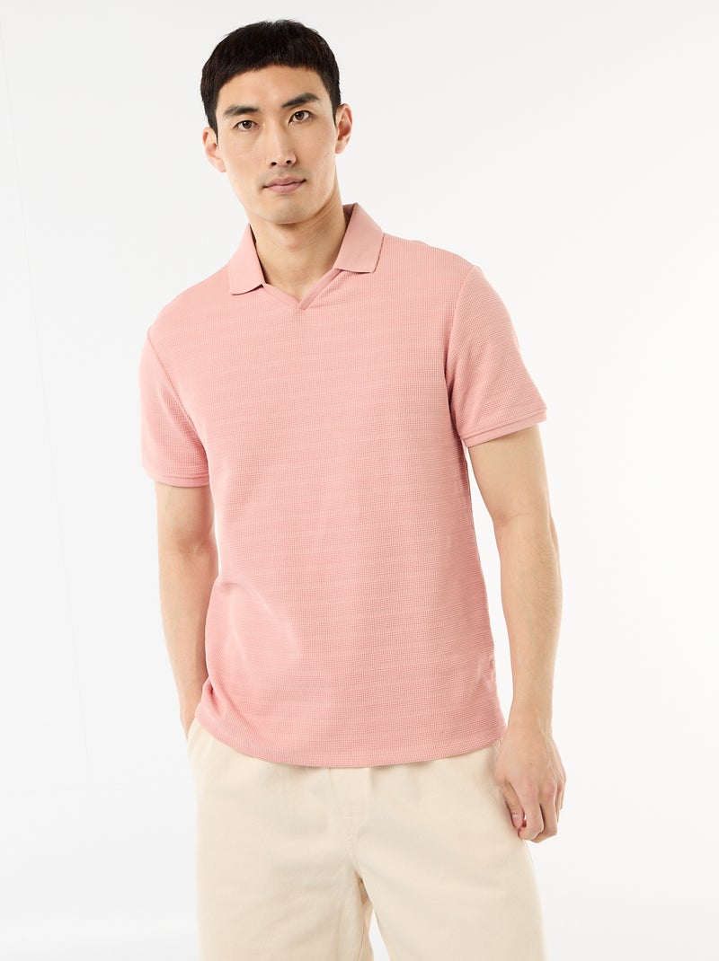 Polo en piqué de coton à manches courtes Rose - Kiabi