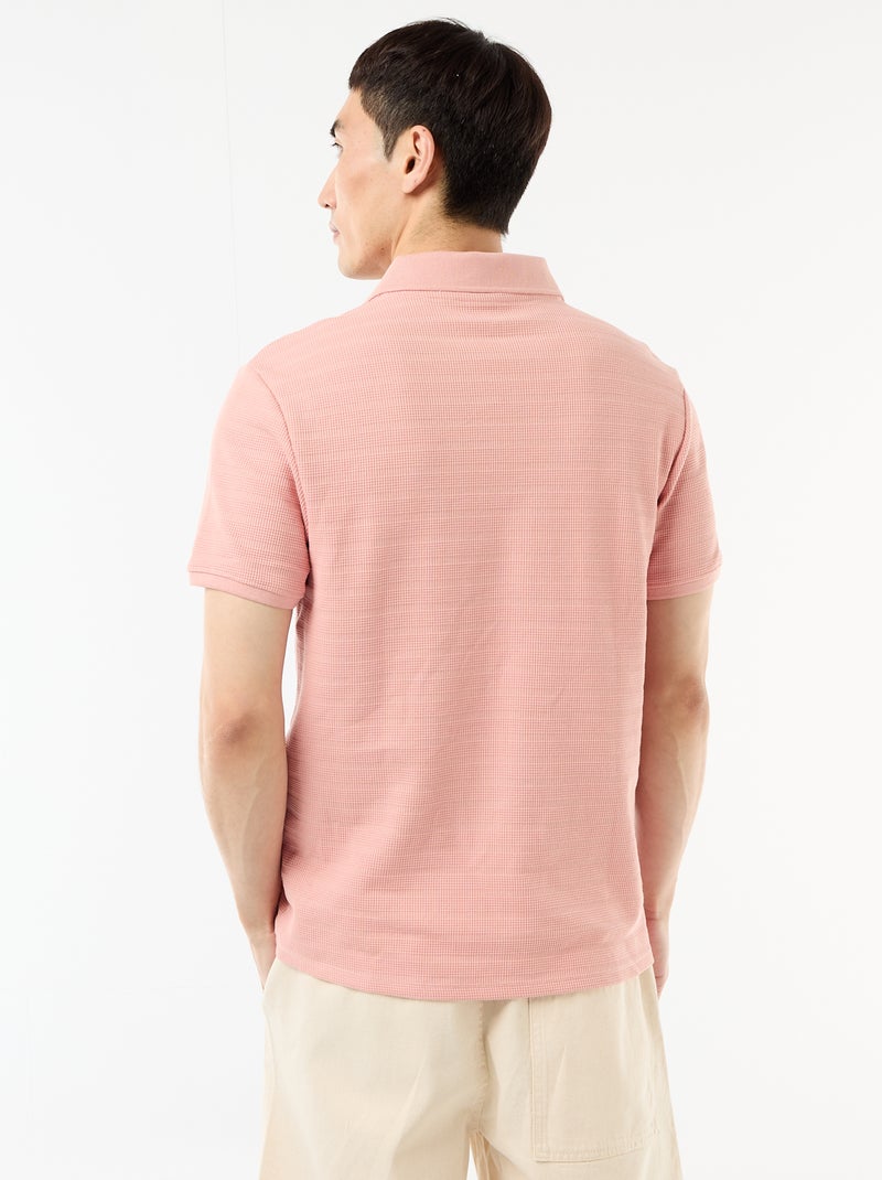Polo en piqué de coton à manches courtes Rose - Kiabi