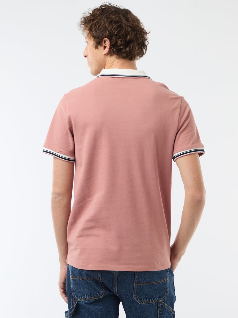 Polo en piqué de coton à manches courtes Rose - Kiabi
