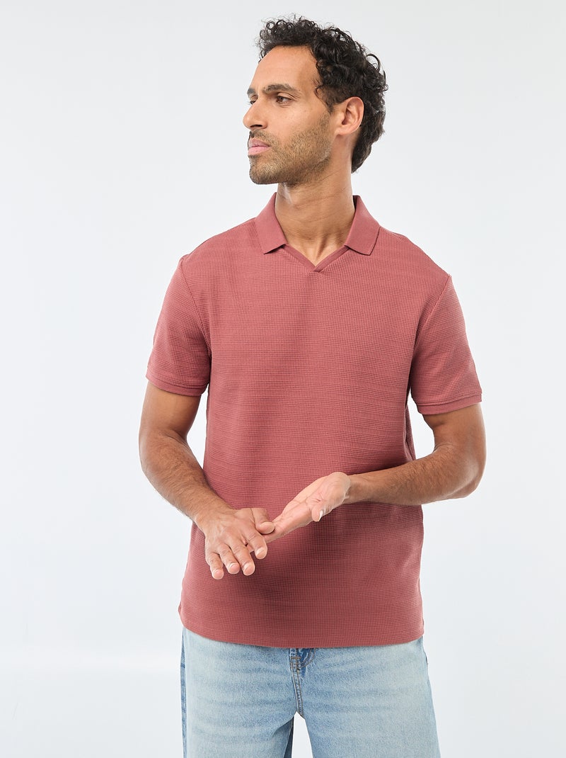 Polo en piqué de coton à manches courtes Rouge - Kiabi