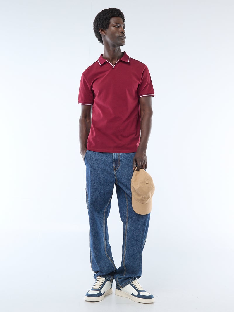 Polo en piqué de coton à manches courtes Rouge - Kiabi