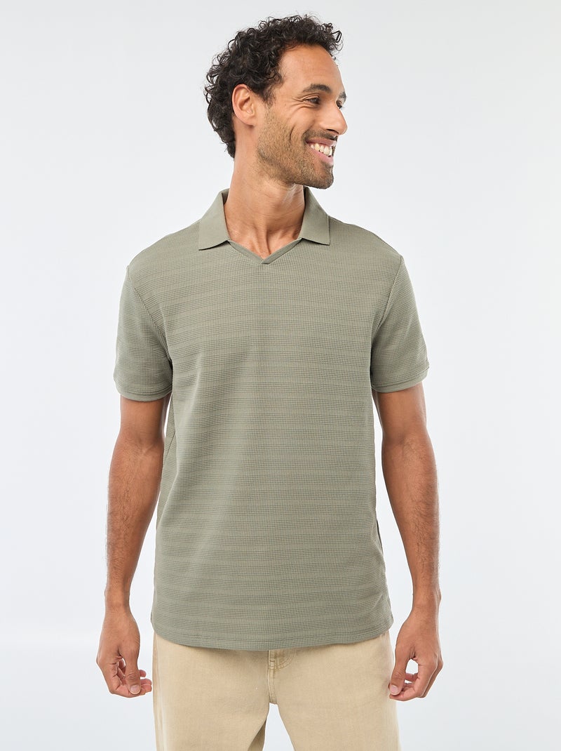 Polo en piqué de coton à manches courtes Vert - Kiabi