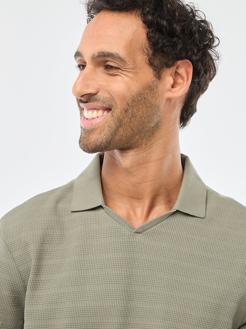 Polo en piqué de coton à manches courtes Vert - Kiabi